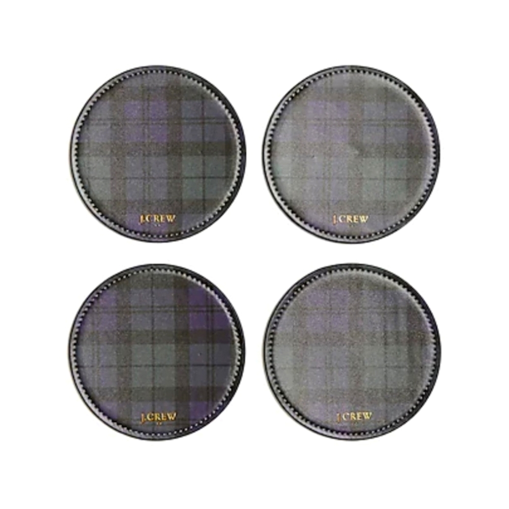 J. Crew Plaid Beverage Coasters Set of 4 NWT